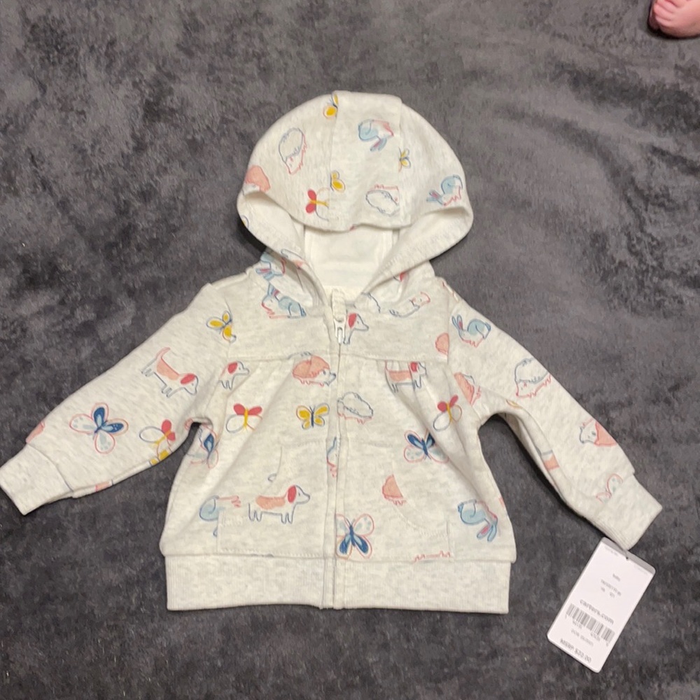 Carter’s, Newborn, Grey-Tan Jacket with little animal characters on it!